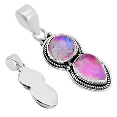 5.38cts back closed natural pink moonstone oval sterling silver pendant n54179