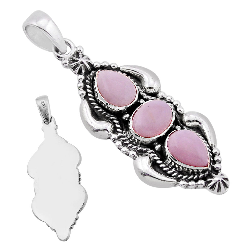 6.15cts back closed natural pink opal 925 sterling silver pendant jewelry n49338