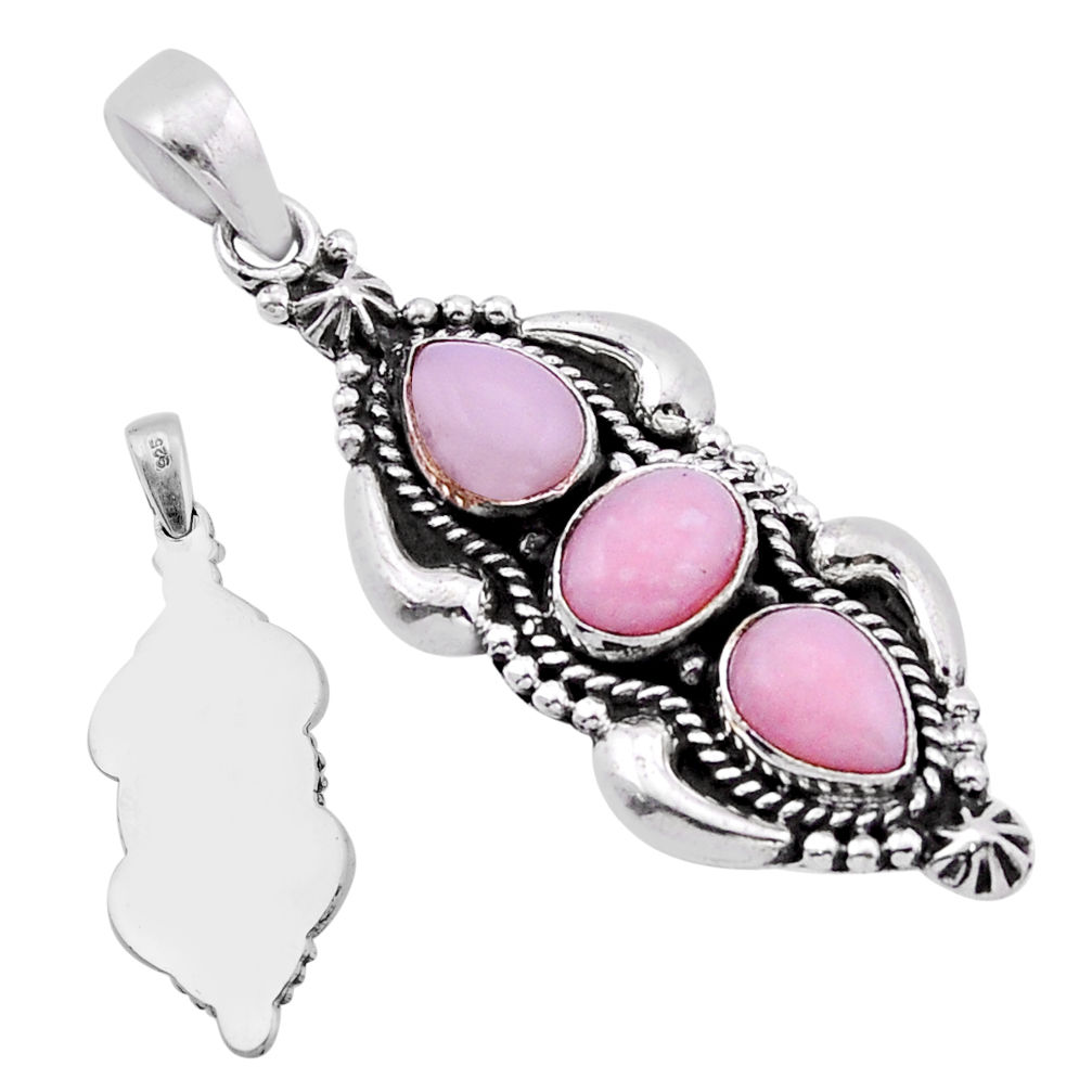 6.15cts back closed natural pink opal 925 sterling silver pendant jewelry n49341