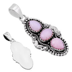 6.11cts back closed natural pink opal 925 sterling silver pendant jewelry n49355