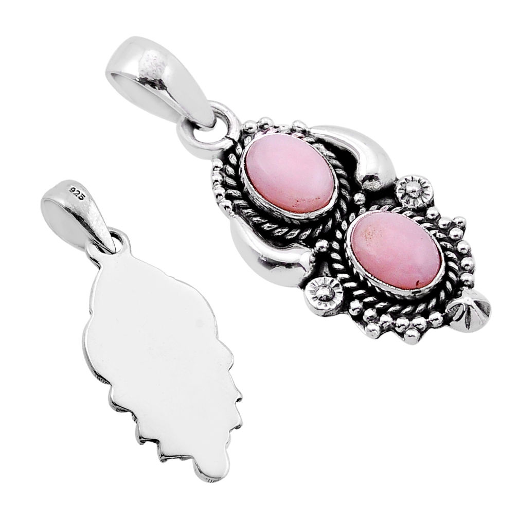 4.02cts back closed natural pink opal 925 sterling silver pendant jewelry n51294