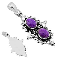 4.02cts back closed natural purple purpurite stichtite 925 silver pendant n51306