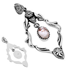 3.23cts back closed natural white wild horse magnesite 925 silver pendant n40594