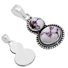 6.58cts back closed natural white wild horse magnesite 925 silver pendant n52409