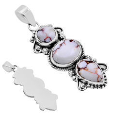 12.65cts back closed natural white wild horse magnesite silver pendant n52404