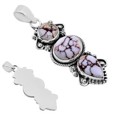 12.50cts back closed natural white wild horse magnesite silver pendant n52410