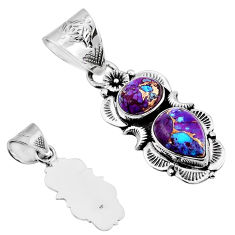 9.93cts back closed purple copper turquoise 925 sterling silver pendant c31949