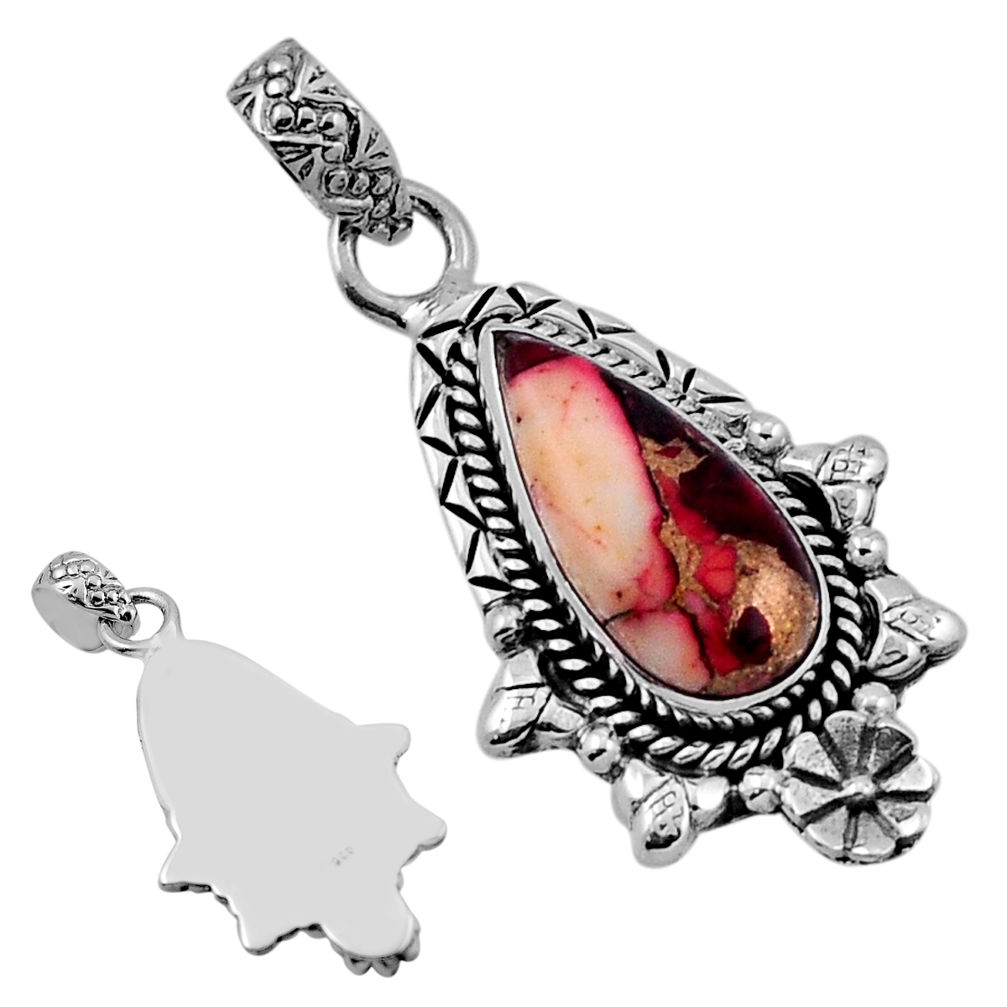 7.73cts back closed red rose dahlia 925 sterling silver pendant jewelry n35828