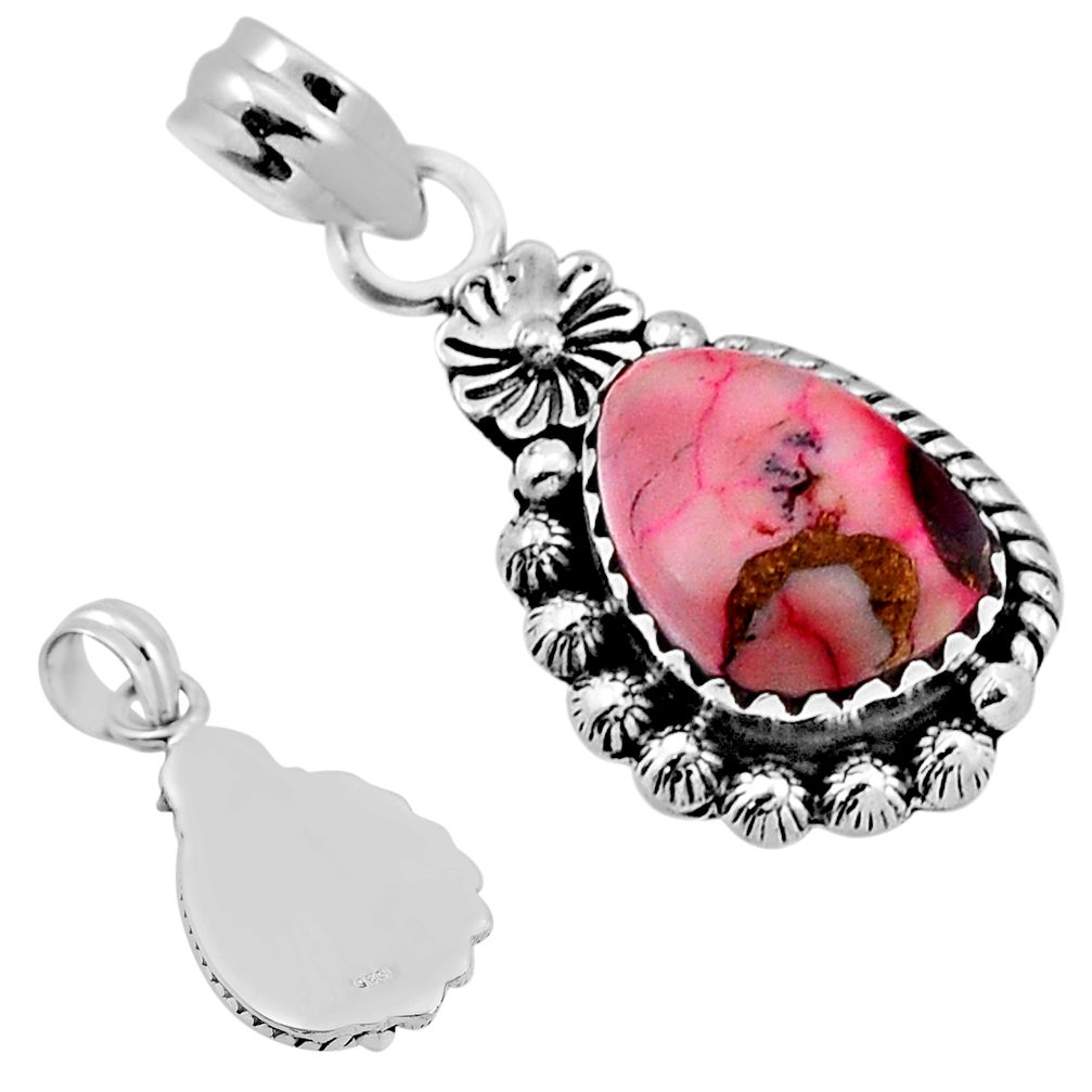 6.48cts back closed red rose dahlia 925 sterling silver pendant jewelry n35833