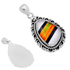 16.17cts back closed strip opal 925 sterling silver checkers pendant n53599