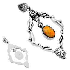 2.34cts back closed yellow bumble bee australian jasper silver pendant n40595