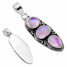 6.51cts back clsoed natural pink moonstone oval sterling silver pendant n52400