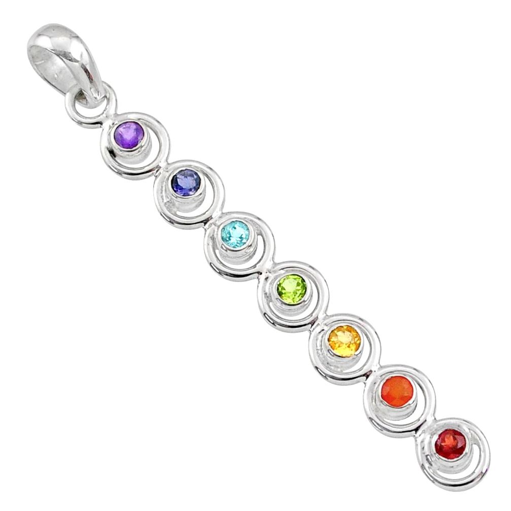 Balancing seven chakra mind body soul balance 925 silver pendant jewelry r65311