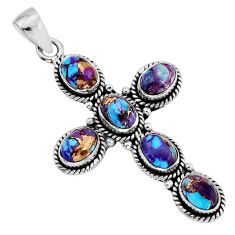 9.63cts black copper turquoise oval sterling silver holy cross pendant y80332