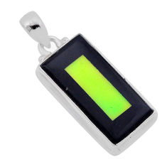 9.14cts black green strip opal octagan sterling silver pendant jewelry n45212