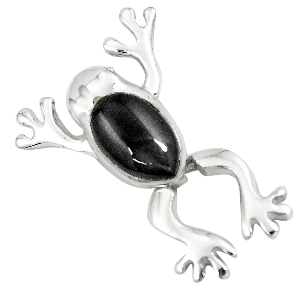 4.48gms black onyx enamel 925 sterling silver frog pendant jewelry a91886 c14581