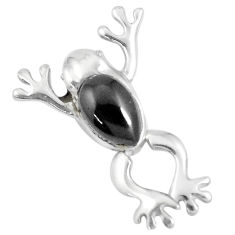 4.26gms black onyx enamel 925 sterling silver frog pendant jewelry a93276 c13705
