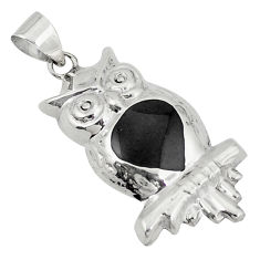 Black onyx enamel 925 sterling silver owl pendant jewelry c12568