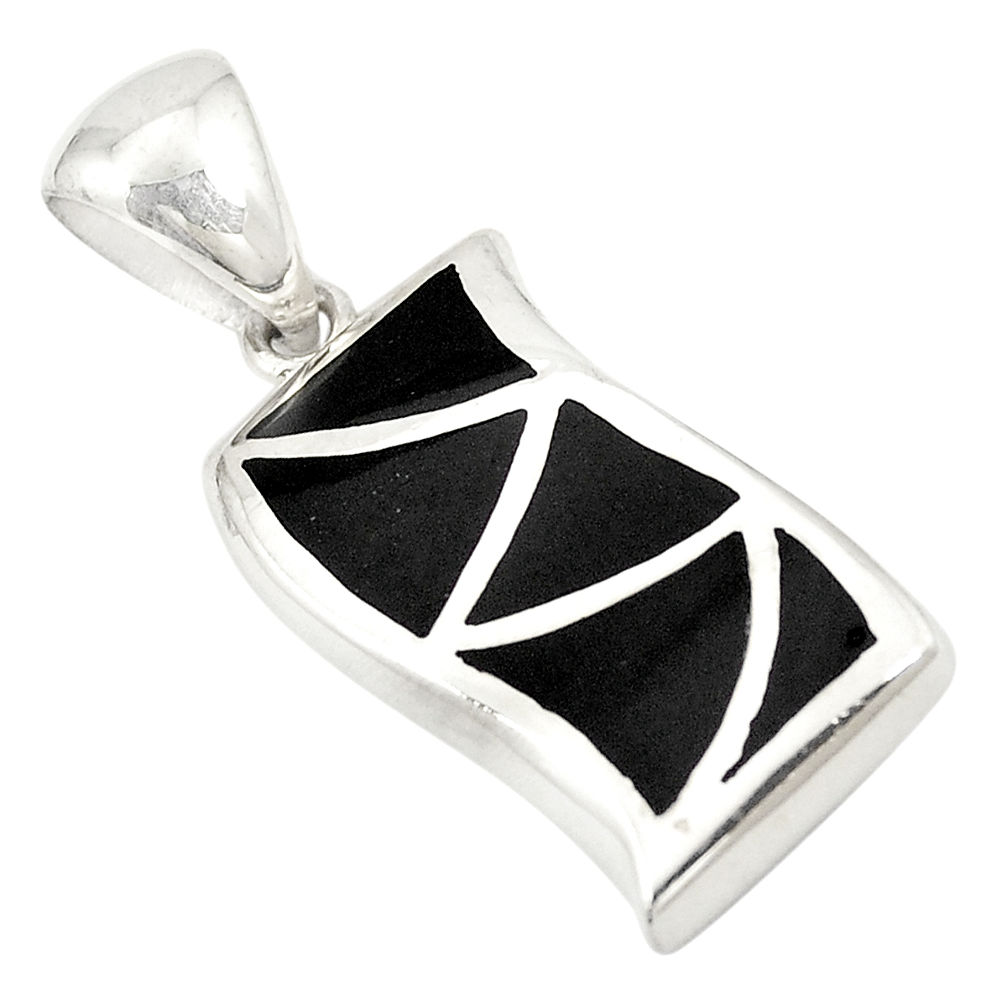 Black onyx enamel 925 sterling silver pendant jewelry a75992 c14444