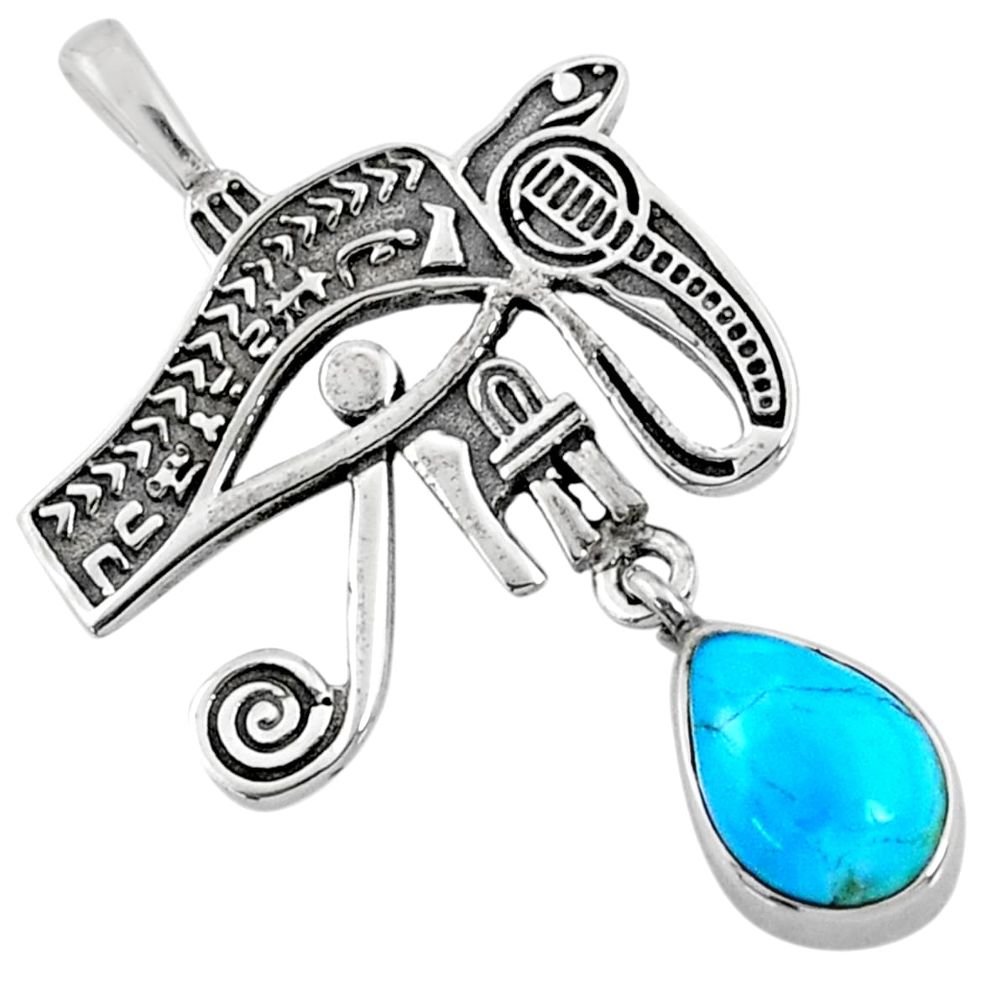 2.33cts blue arizona mohave turquoise 925 silver horse eye pendant r67579