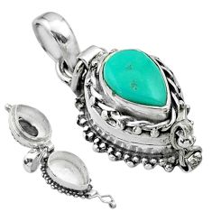 2.33cts blue arizona mohave turquoise 925 silver poison box pendant t52666