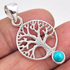 0.87cts blue arizona mohave turquoise 925 silver tree of life pendant t88372
