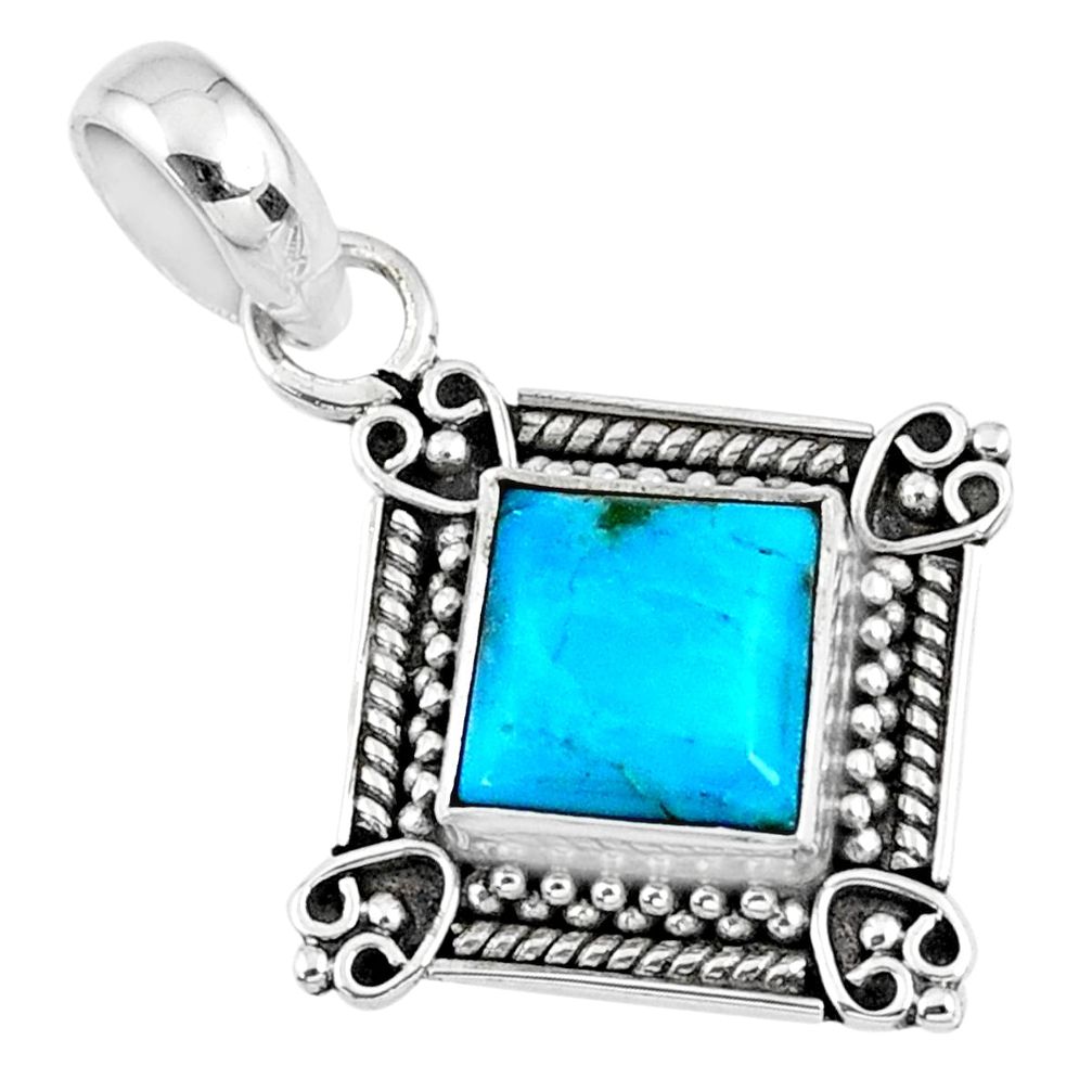 3.29cts blue arizona mohave turquoise 925 sterling silver pendant jewelry r57650