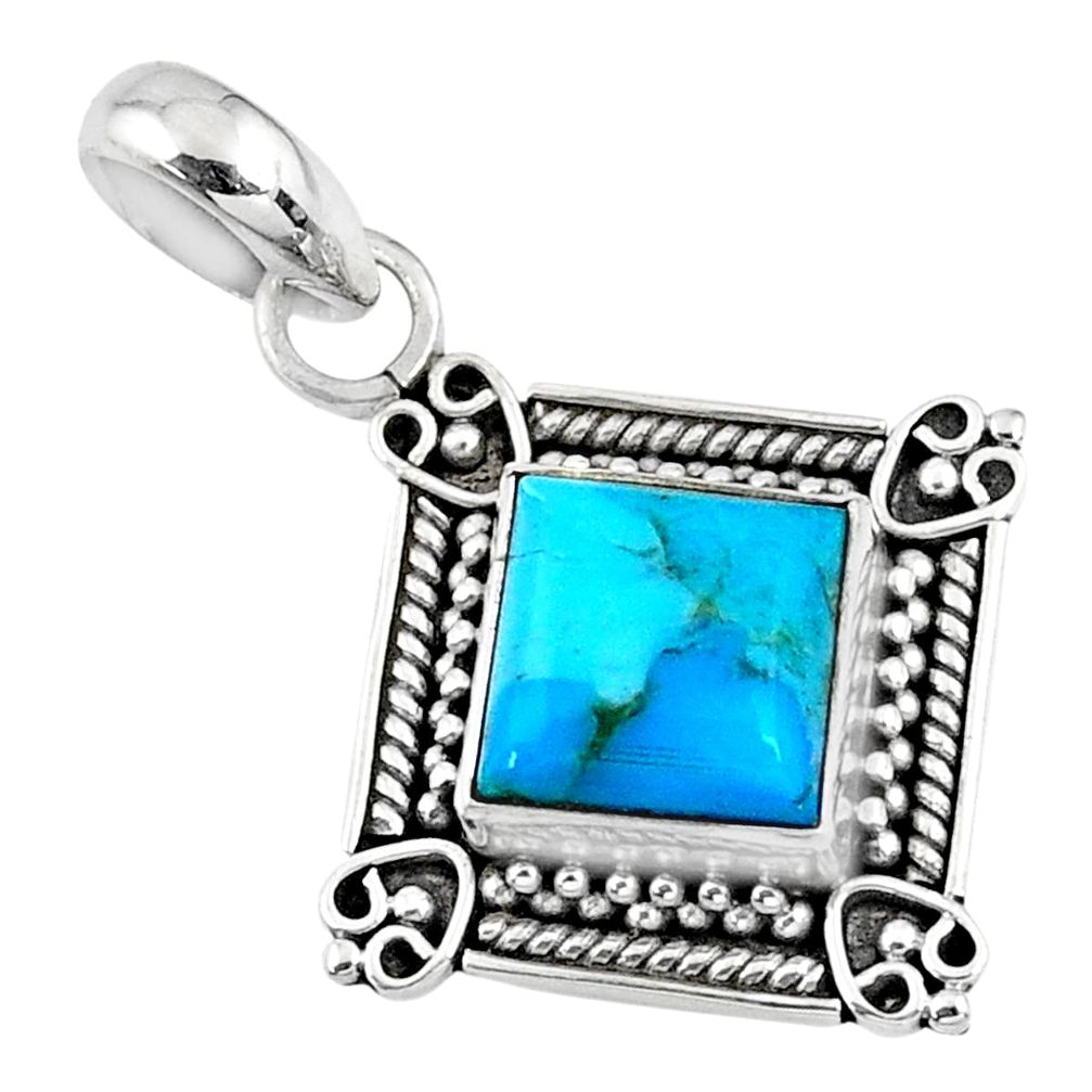 3.51cts blue arizona mohave turquoise 925 sterling silver pendant jewelry r57651