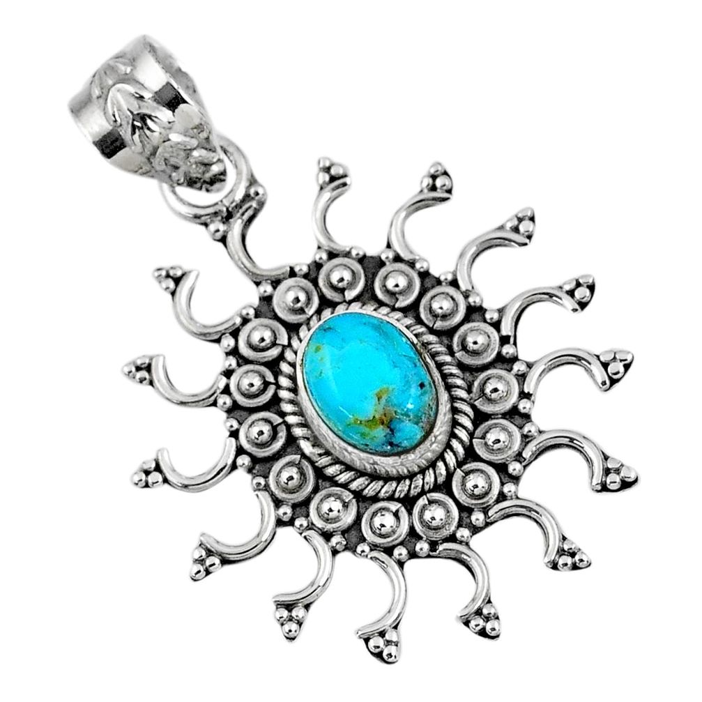 2.12cts blue arizona mohave turquoise 925 sterling silver pendant jewelry r57766