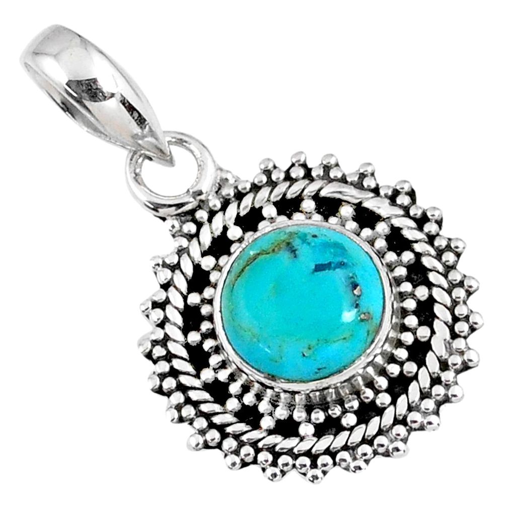 3.01cts blue arizona mohave turquoise 925 sterling silver pendant jewelry r58087