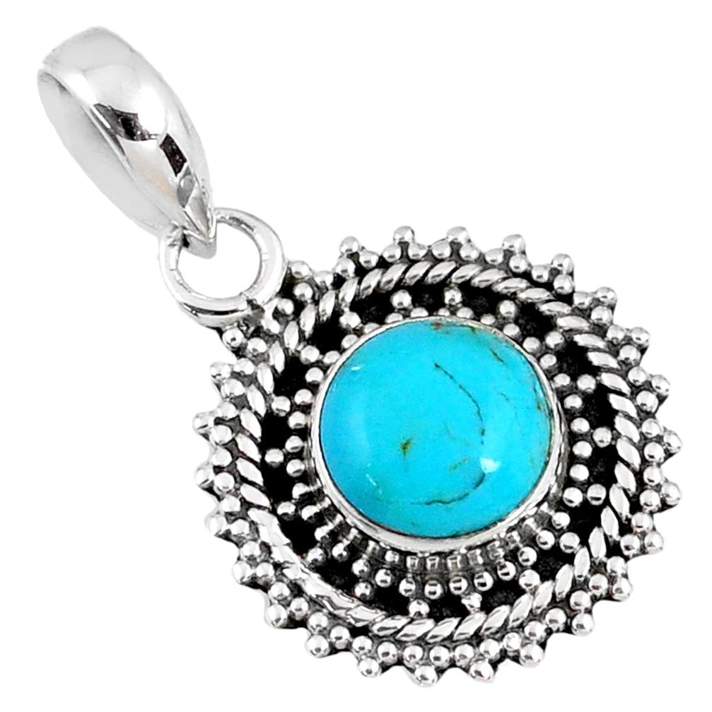 2.99cts blue arizona mohave turquoise 925 sterling silver pendant jewelry r58088