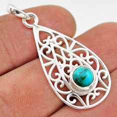 1.29cts blue arizona mohave turquoise 925 sterling silver pendant jewelry t68522