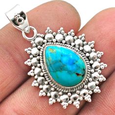 6.10cts blue arizona mohave turquoise 925 sterling silver pendant jewelry t74988