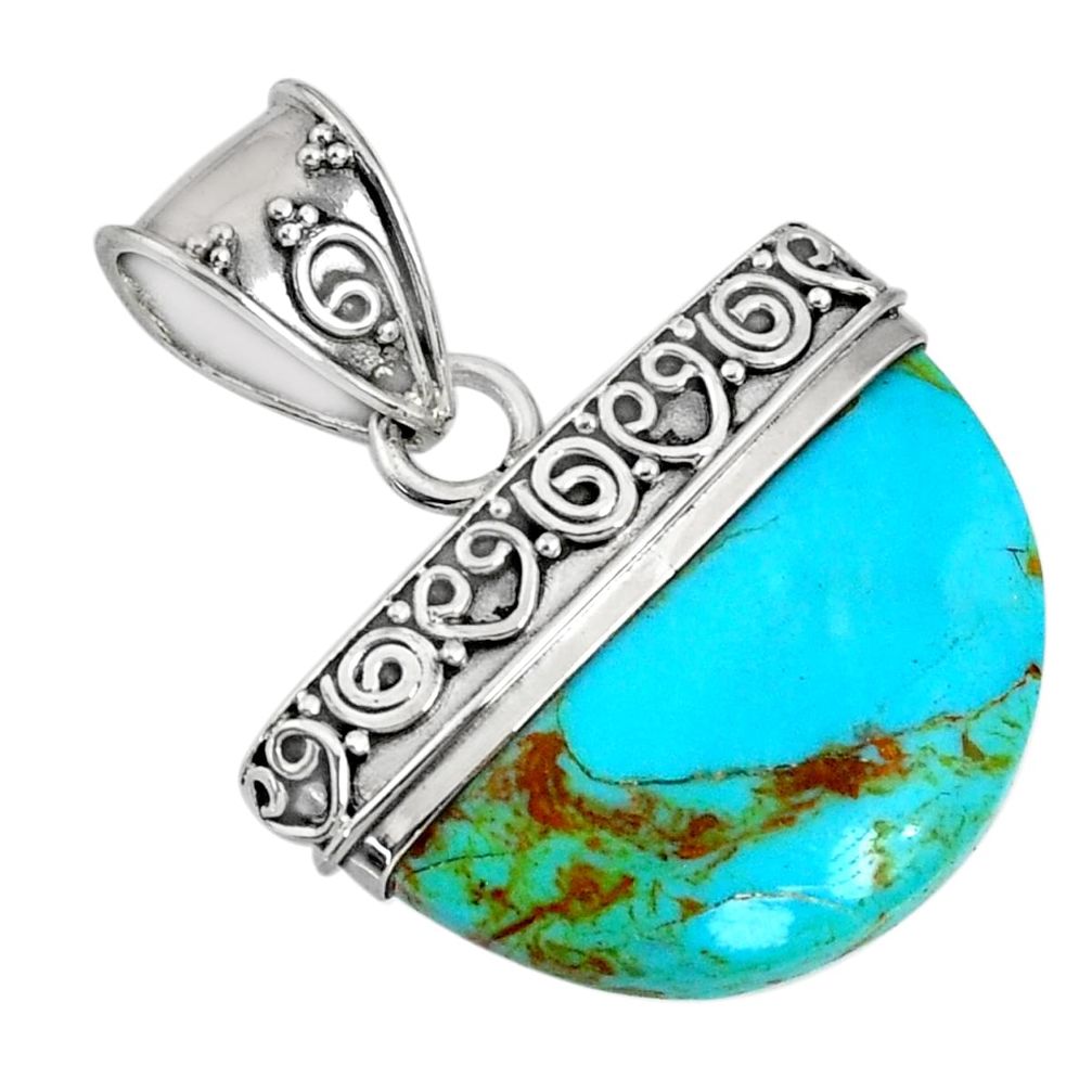 13.09cts blue arizona mohave turquoise 925 sterling silver pendant r85028