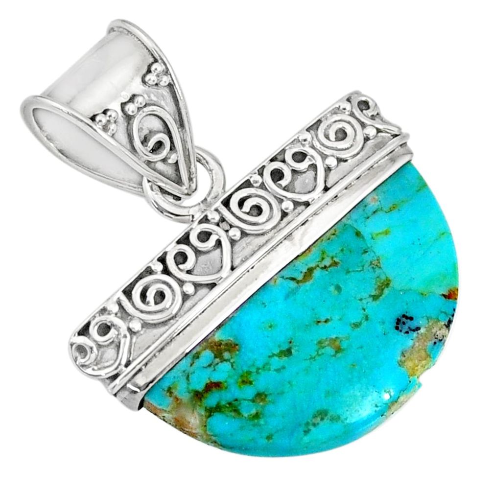 12.12cts blue arizona mohave turquoise 925 sterling silver pendant r85029