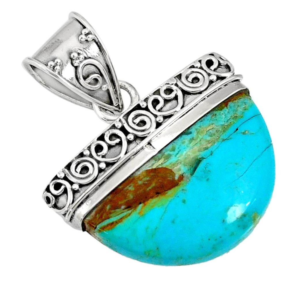 13.55cts blue arizona mohave turquoise 925 sterling silver pendant r85032