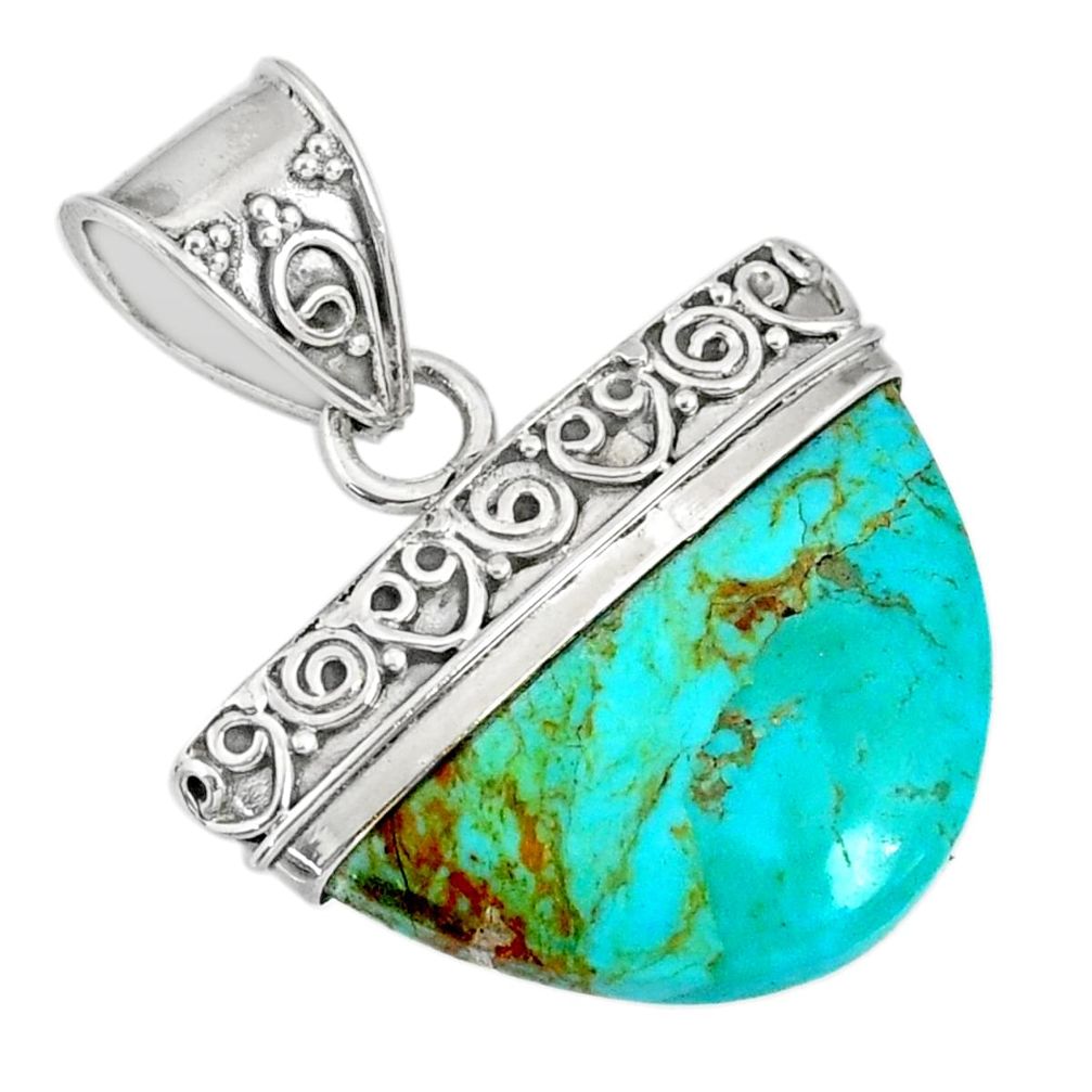 12.12cts blue arizona mohave turquoise 925 sterling silver pendant r85033