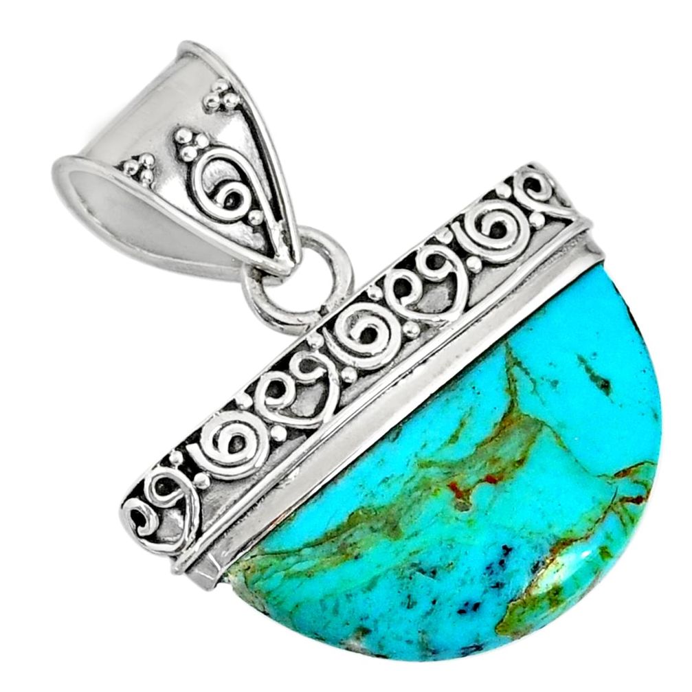 12.17cts blue arizona mohave turquoise 925 sterling silver pendant r85035