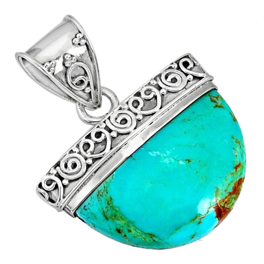 12.60cts blue arizona mohave turquoise 925 sterling silver pendant r85039