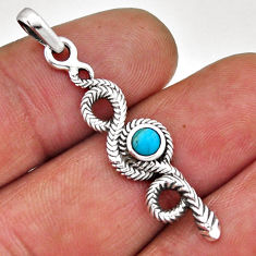 0.34cts blue arizona mohave turquoise 925 sterling silver snake pendant n45131