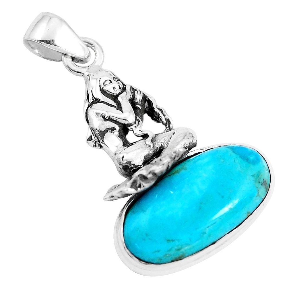 9.47cts blue arizona mohave turquoise silver angel wings fairy pendant p42070