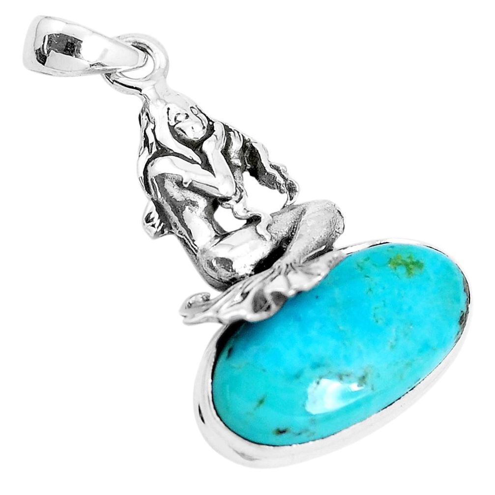 zona mohave turquoise silver angel wings fairy pendant p42071