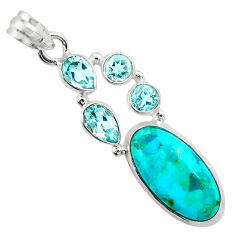 12.67cts blue arizona mohave turquoise topaz 925 sterling silver pendant r20382