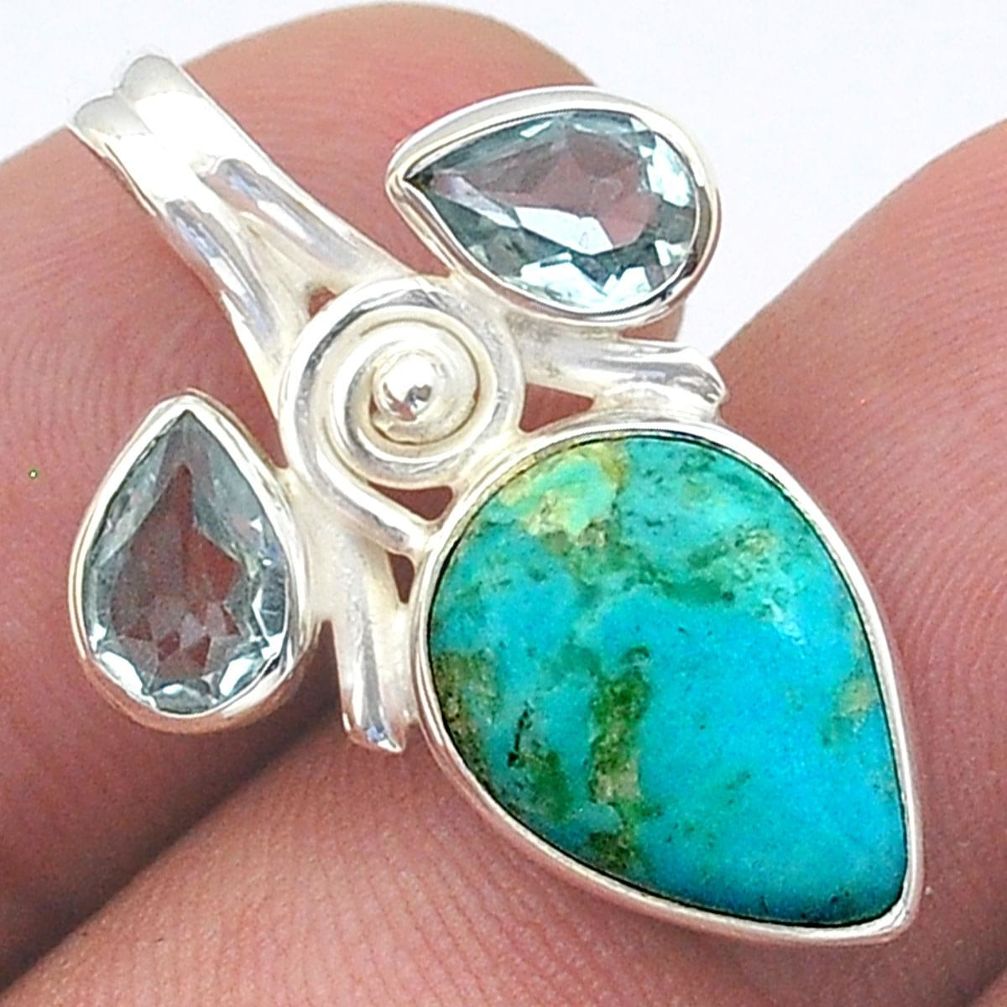 7.36cts blue arizona mohave turquoise topaz 925 sterling silver pendant u61506