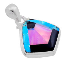 8.26cts blue black green strip opal 925 sterling silver pendant jewelry n45205