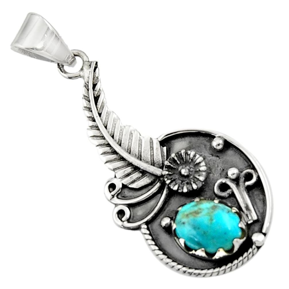 per turquoise 925 sterling silver flower pendant jewelry d44867