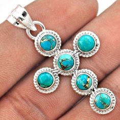 5.05cts blue copper turquoise 925 sterling silver holy cross pendant t85831