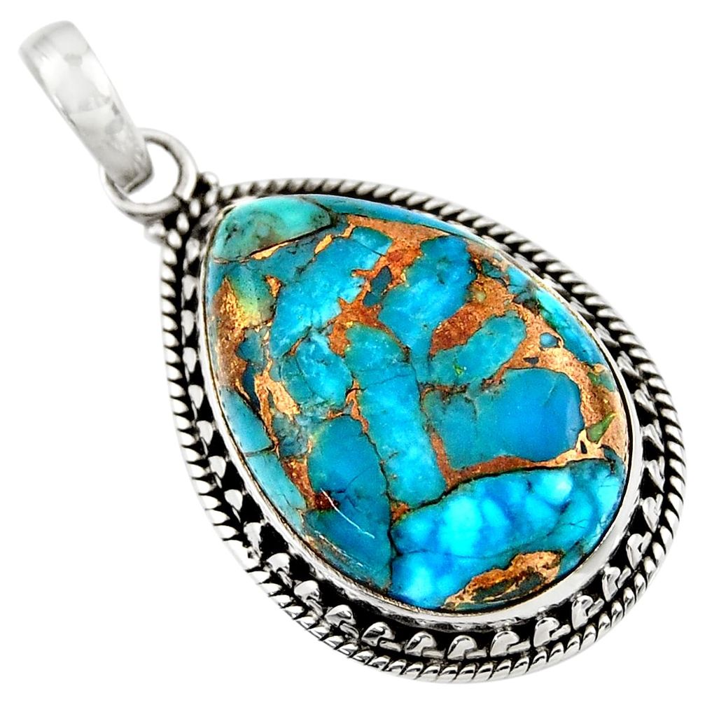 pper turquoise 925 sterling silver pendant jewelry d41799