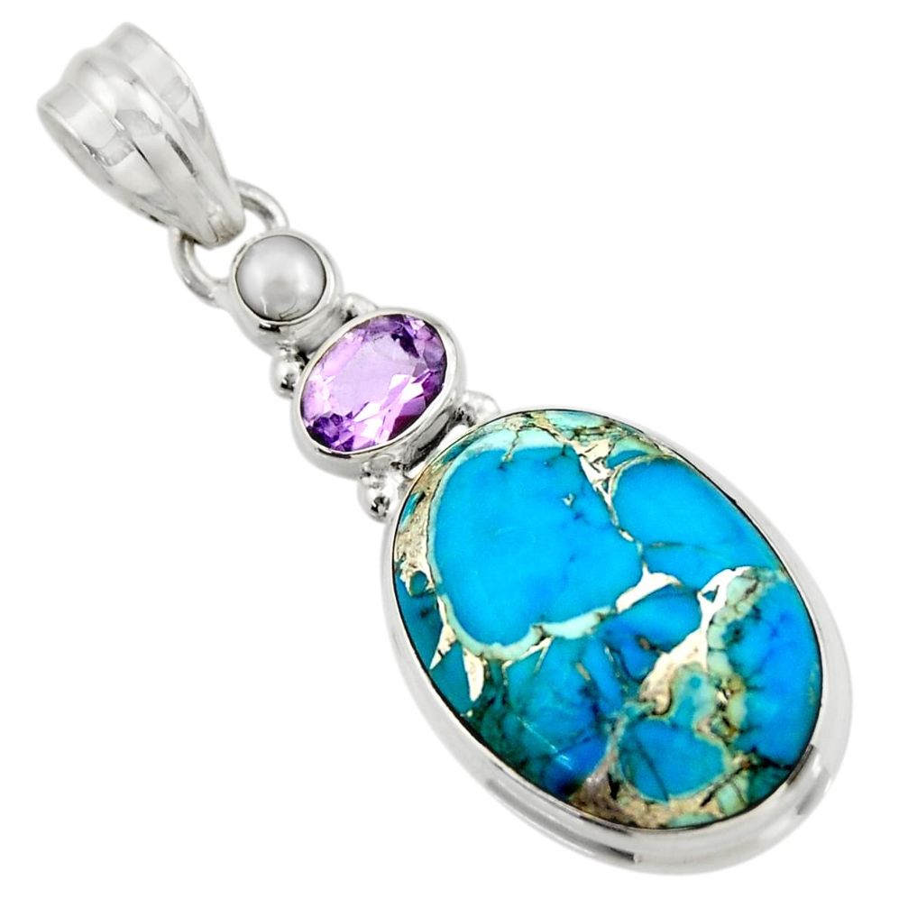 pper turquoise amethyst pearl 925 sterling silver pendant d41757
