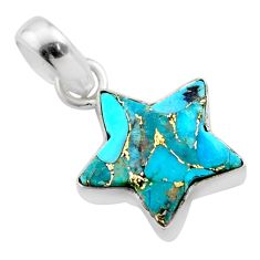 8.45cts blue copper turquoise fancy 925 sterling silver star fish pendant t76051